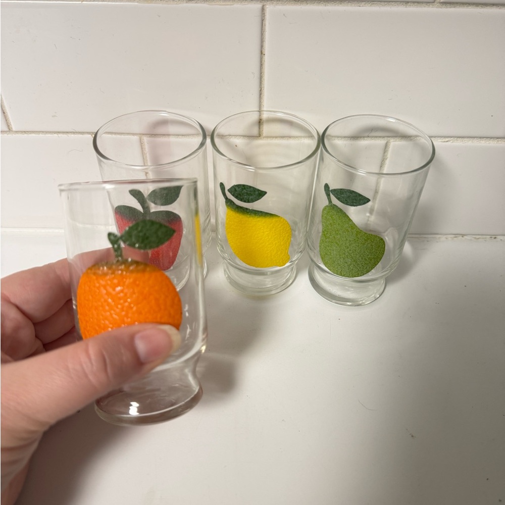 MCM embossed Fruit-Themed juice Glass Set 4 piece - Picture 2 of 3